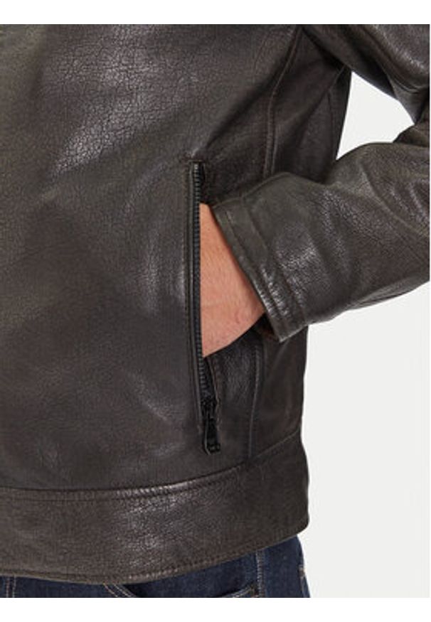 JOOP! Kurtka skórzana Cleary 80000863 Szary Regular Fit. Kolor: szary. Materiał: skóra