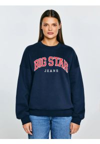 Big-Star - Bluza damska z logo BIG STAR granatowa Rubena 403. Okazja: na co dzień. Kolor: niebieski. Materiał: dzianina, denim, materiał, tkanina. Długość rękawa: długi rękaw. Długość: długie. Wzór: aplikacja. Styl: klasyczny, casual, sportowy #1