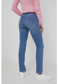 Wrangler jeansy SLIM WAY OUT WEST damskie high waist. Stan: podwyższony. Kolor: niebieski. Styl: klasyczny