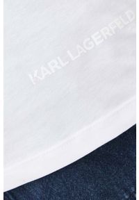 Karl Lagerfeld t-shirt bawełniany kolor biały z nadrukiem. Kolor: biały. Materiał: bawełna. Wzór: nadruk. Styl: klasyczny #3