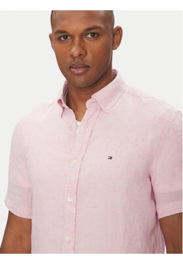 TOMMY HILFIGER - Tommy Hilfiger Koszula MW0MW35207 Różowy Regular Fit. Kolor: różowy. Materiał: len