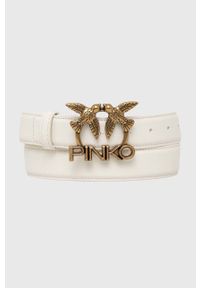 Pinko pasek skórzany damski kolor biały. Kolor: biały. Materiał: skóra #1