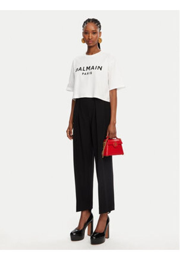 Balmain T-Shirt BF1EE020BB02 Biały Relaxed Fit. Kolor: biały. Materiał: bawełna