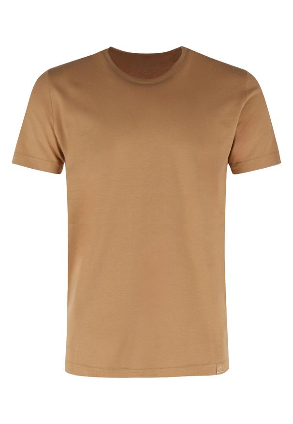 Volcano - Bawełniana koszulka T-BASIC. Kolekcja: plus size. Kolor: kremowy. Materiał: bawełna. Długość rękawa: krótki rękaw. Długość: krótkie. Styl: klasyczny