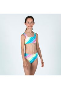 OLAIAN - Góra kostiumu kąpielowego dla dzieci Olaian 500 Lana Rainbow Stripes. Kolor: wielokolorowy. Materiał: materiał, poliester, elastan