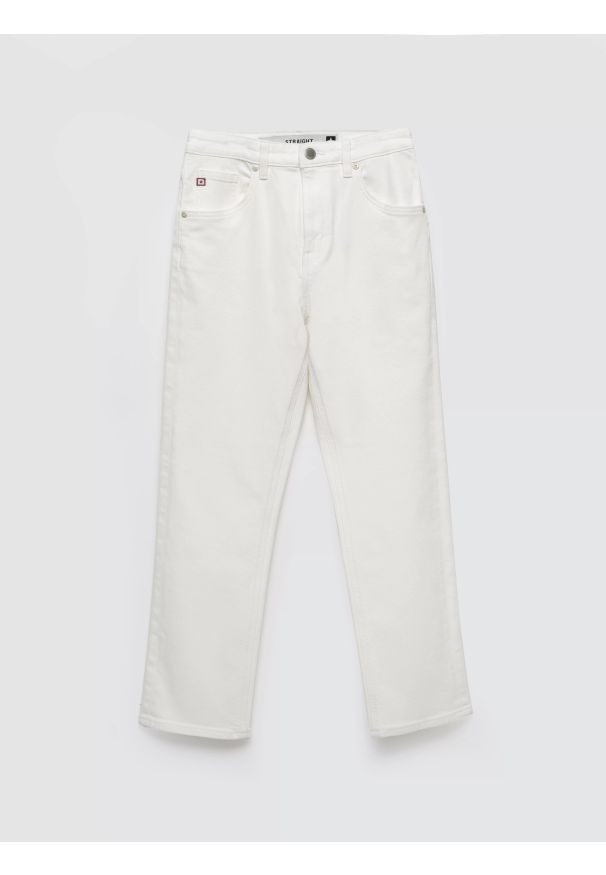 Big-Star - Jeansy damskie z prostą nogawką białe Avril Cropped 818. Okazja: na co dzień. Stan: podwyższony. Kolor: kremowy. Styl: casual, klasyczny