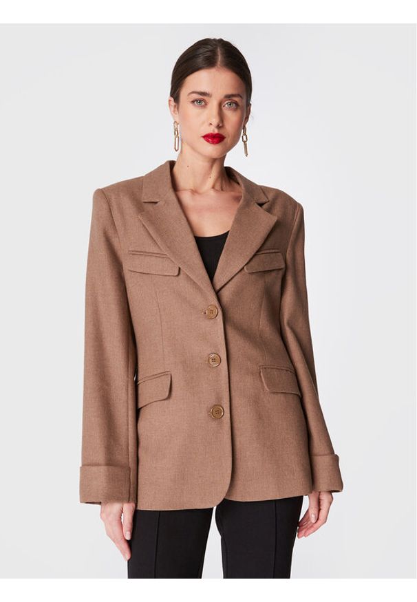 MVP Wardrobe Marynarka Liberty MVPI2GI067.0PN0034 Brązowy Regular Fit. Kolor: brązowy. Materiał: wiskoza