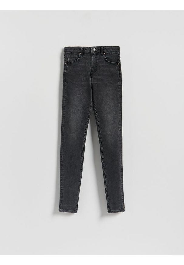 Reserved - Jeansy slim high waist - szary. Stan: podwyższony. Kolor: szary