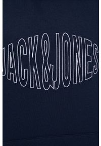 Jack & Jones Bluza męska kolor granatowy z kapturem gładka. Okazja: na co dzień. Typ kołnierza: kaptur. Kolor: niebieski. Materiał: dzianina. Wzór: gładki. Styl: casual