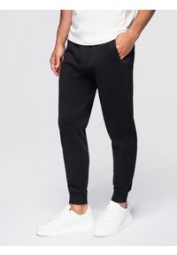 Ombre Clothing - Męskie spodnie dresowe typu jogger - czarne V5 - Rozmiar: M. Okazja: na co dzień. Kolor: czarny. Materiał: dresówka. Styl: casual