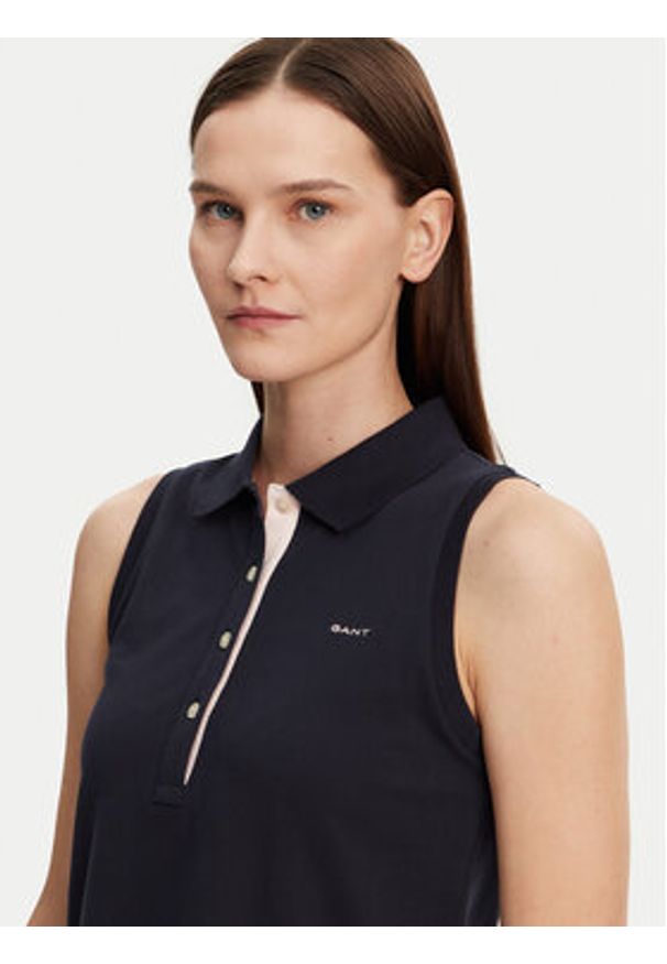 GANT - Gant Polo 4200560 Granatowy Regular Fit. Typ kołnierza: polo. Kolor: niebieski. Materiał: bawełna