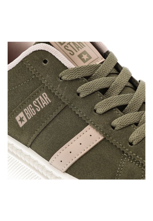 Big-Star - Zielone Sneakersy Big Star Stylowe Obuwie Damskie. Okazja: na co dzień. Zapięcie: sznurówki. Kolor: zielony. Materiał: materiał, jeans. Obcas: na platformie