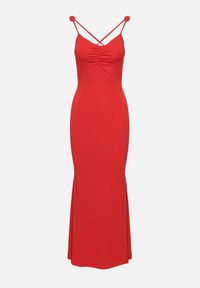 Born2be - Czerwona Sukienka Bodycon Wiązana na Plecach na Sznurki z Kwiatkami Crivia. Kolor: czerwony. Materiał: jeans. Wzór: kwiaty. Typ sukienki: bodycon. Styl: klasyczny #2