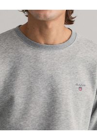 GANT - Szara bluza z haftowanym logo. Kolor: szary. Materiał: materiał. Długość rękawa: długi rękaw. Długość: długie. Wzór: haft