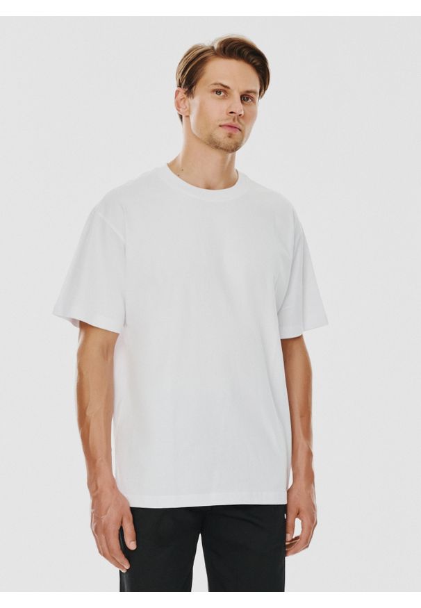 Pako Lorente - PAKO LORENTE – Biały męski t-shirt basic. Okazja: na co dzień. Kolor: biały, czarny. Materiał: bawełna. Styl: casual