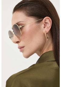 Gucci okulary przeciwsłoneczne damskie kolor złoty. Kształt: okrągłe. Kolor: złoty #1