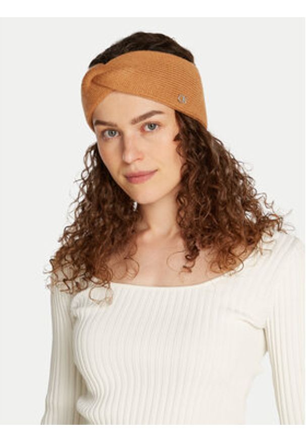 Calvin Klein Opaska materiałowa K60K612591 Brązowy. Kolor: brązowy. Materiał: wełna