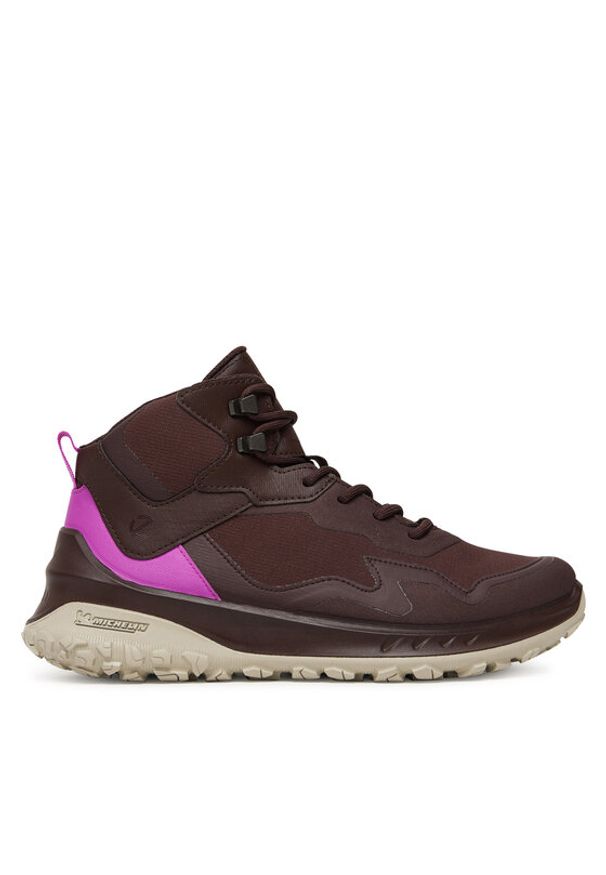 ecco - ECCO Sneakersy W Tex Mid Wp 82432361411 Brązowy. Kolor: brązowy. Materiał: materiał