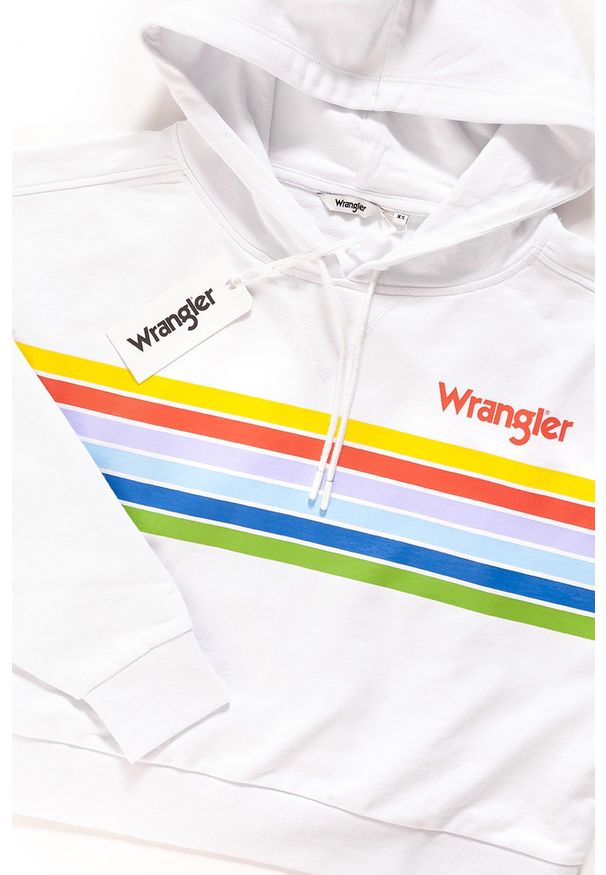 Wrangler - BLUZA WRANGLER DAMSKA CROPPED HOODY WHITE W6073HP12 112130434. Typ kołnierza: kaptur