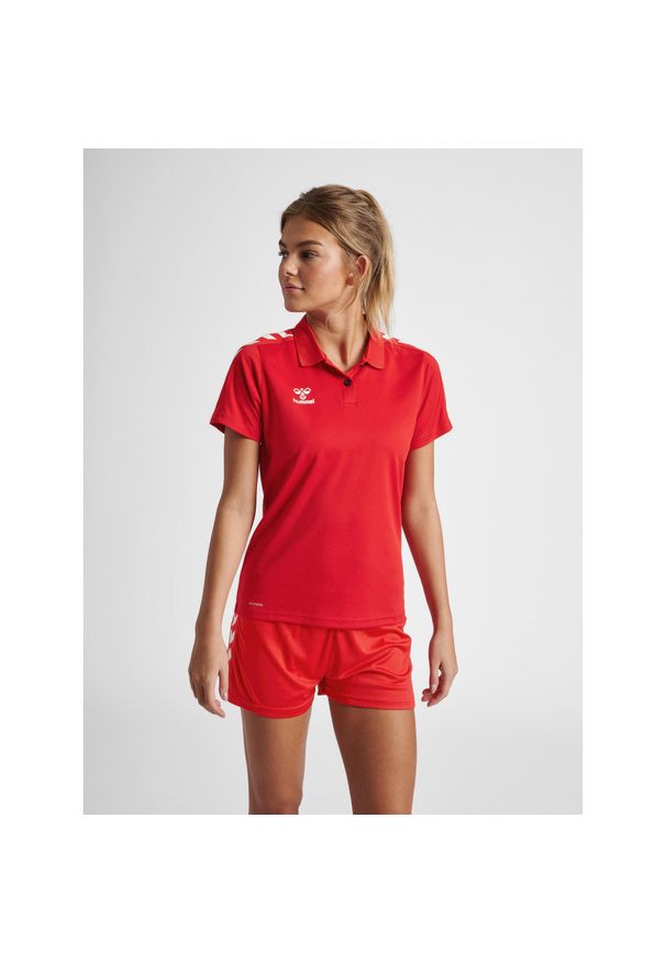 Damska koszulka polo Hummel Functional. Typ kołnierza: polo. Kolor: czerwony, wielokolorowy, różowy. Materiał: materiał. Styl: sportowy