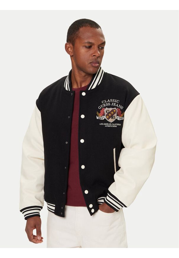 Guess Jeans Kurtka bomber M5BL1E WEI02 Czarny Regular Fit. Kolor: czarny. Materiał: syntetyk