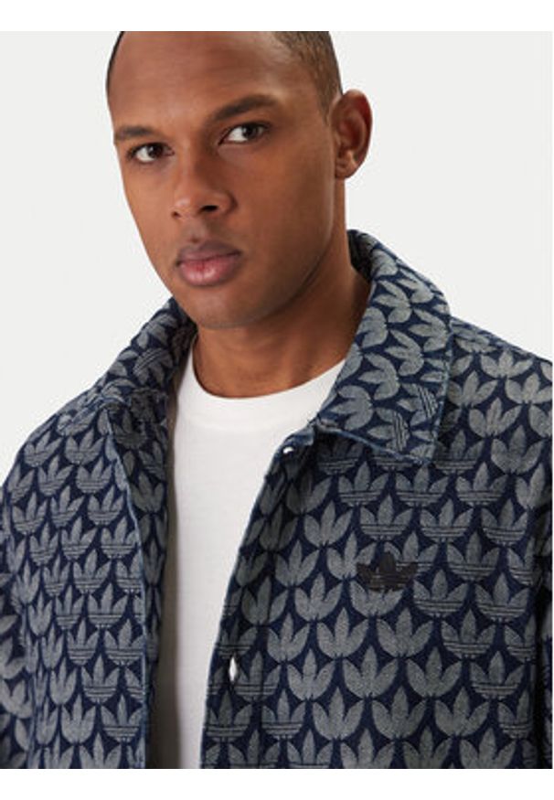 Adidas - adidas Koszula jeansowa Monogram KD0397 Niebieski Loose Fit. Kolor: niebieski. Materiał: bawełna