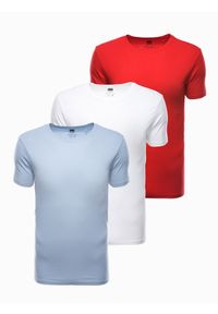 Ombre Clothing - Zestaw koszulek bawełnianych - mix 3-pak Z30 V3 - XXL. Kolor: czerwony. Materiał: bawełna