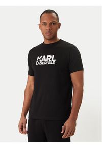 Karl Lagerfeld - KARL LAGERFELD T-Shirt 755780 500235 Czarny Regular Fit. Typ kołnierza: dekolt w karo. Kolor: czarny. Materiał: bawełna #1