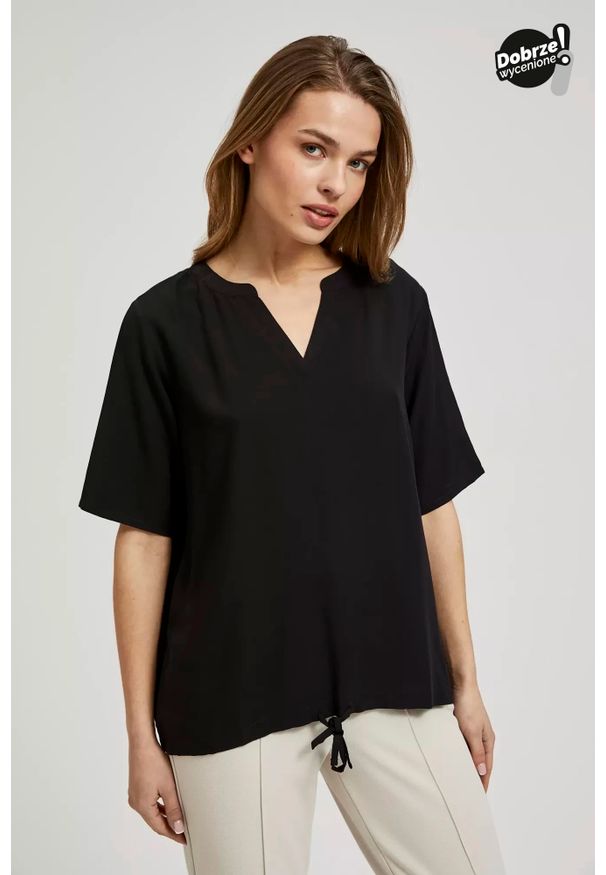 MOODO - Wiskozowa koszula czarna. Kolor: czarny. Materiał: wiskoza