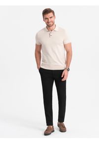 Ombre Clothing - Spodnie męskie eleganckie chino SLIM FIT - czarne V4 - Rozmiar: L. Kolor: czarny. Materiał: wiskoza, poliester, materiał. Styl: elegancki
