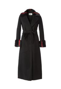 CASTELLANI - Czarny wełniany płaszcz z futerkiem. Kolor: czarny. Materiał: wełna, futro. Długość rękawa: długi rękaw. Długość: długie. Styl: klasyczny #8