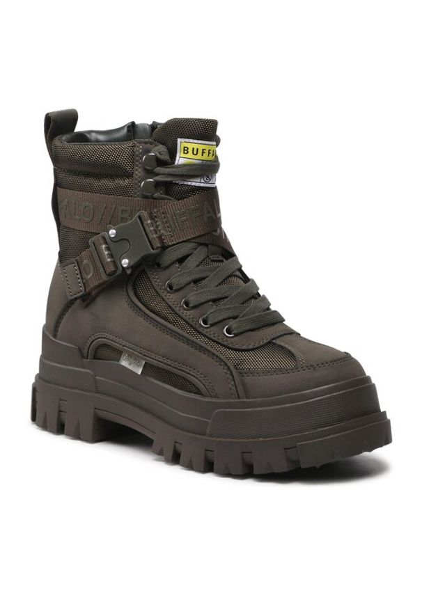 Buffalo Botki Aspha Com1 Laceup Mi BN1622160 Khaki. Kolor: brązowy. Materiał: skóra