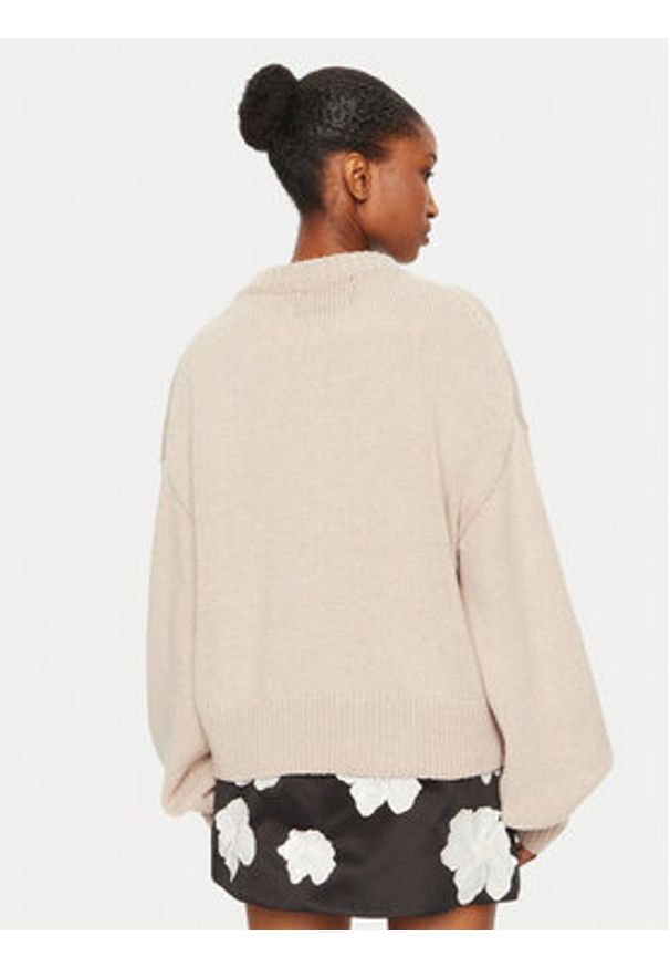 ROTATE Sweter 1133772313 Beżowy Regular Fit. Kolor: beżowy. Materiał: wełna, syntetyk