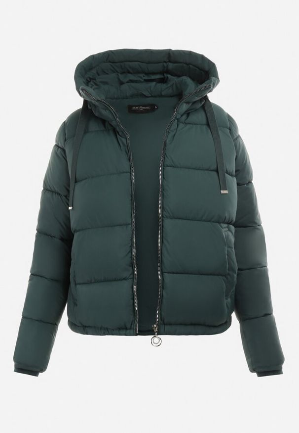 Born2be - Ciemnozielona Kurtka Puffer Pikowana z Kapturem Shannone. Okazja: na co dzień. Typ kołnierza: kaptur. Kolor: zielony. Długość rękawa: długi rękaw. Długość: długie. Wzór: jednolity. Sezon: zima, jesień. Styl: casual