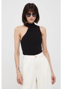 DKNY - Dkny top P2ASAA41 damski kolor czarny z półgolfem. Typ kołnierza: dekolt halter. Kolor: czarny. Materiał: dzianina #5