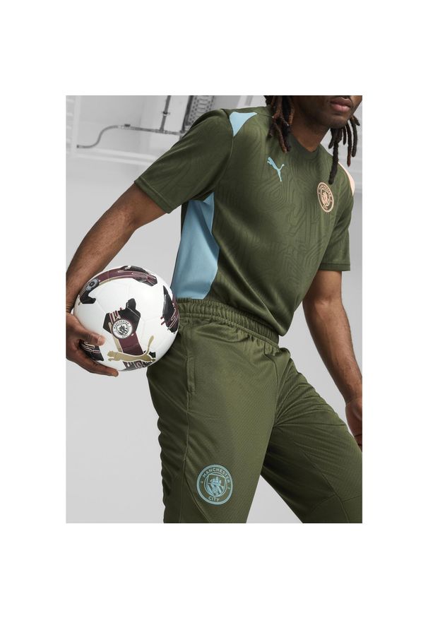 Puma - Męskie spodnie treningowe Manchester City PUMA Myrtle Bold Blue Green. Kolor: wielokolorowy, niebieski, zielony