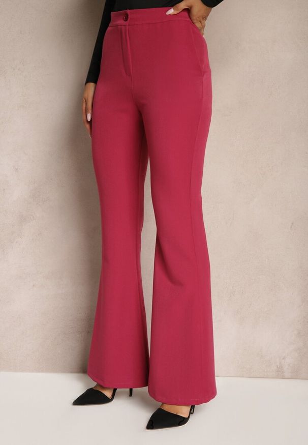 Renee - Ciemnoróżowe Spodnie Dzwony High Waist Enyselle. Stan: podwyższony. Kolor: różowy