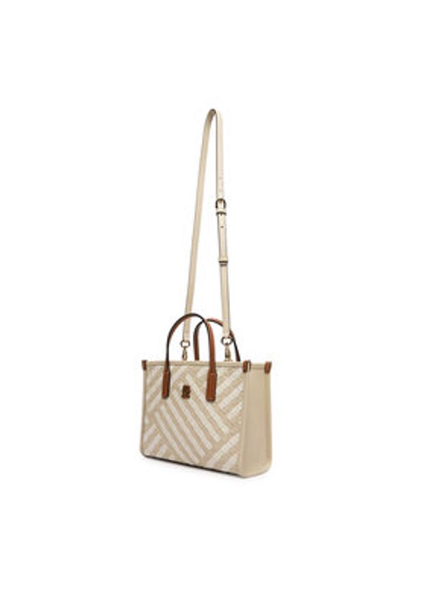 TOMMY HILFIGER - Tommy Hilfiger Torebka Th City Mini Tote AW0AW18393 Beżowy. Kolor: beżowy. Materiał: skórzane