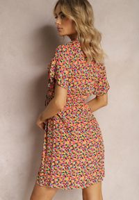 Renee - Pomarańczowa Sukienka w Drobny Wzór o Rozkloszowanym Fasonie Wiązana w Talii Ferettia. Kolor: pomarańczowy. Materiał: tkanina. Sezon: lato #4