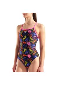 Strój kąpielowy Arena Sea Turtles Swimsuit Lightdrop Back. Kolor: czarny. Wzór: kolorowy #1