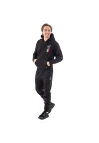 Givova Tuta Italia 101 dres męski z kapturem, polar L. Kolor: czarny, pomarańczowy, wielokolorowy. Materiał: polar, dresówka