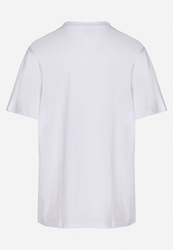 Born2be - Biały T-shirt Bawełniany z Cyrkoniami Felnella. Okazja: na co dzień. Kolor: biały. Materiał: bawełna. Styl: casual, elegancki