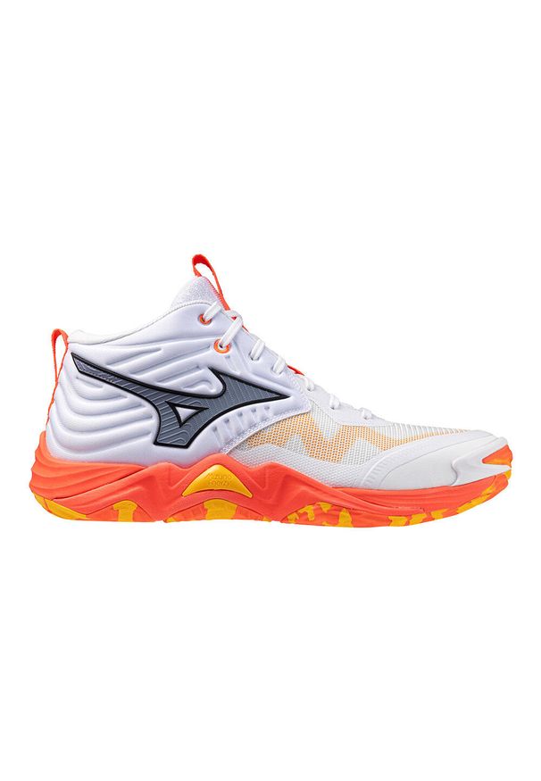 Buty halowe Mizuno Wave Momentum Elite Mid. Kolor: biały. Model: Mizuno Wave. Sport: siatkówka