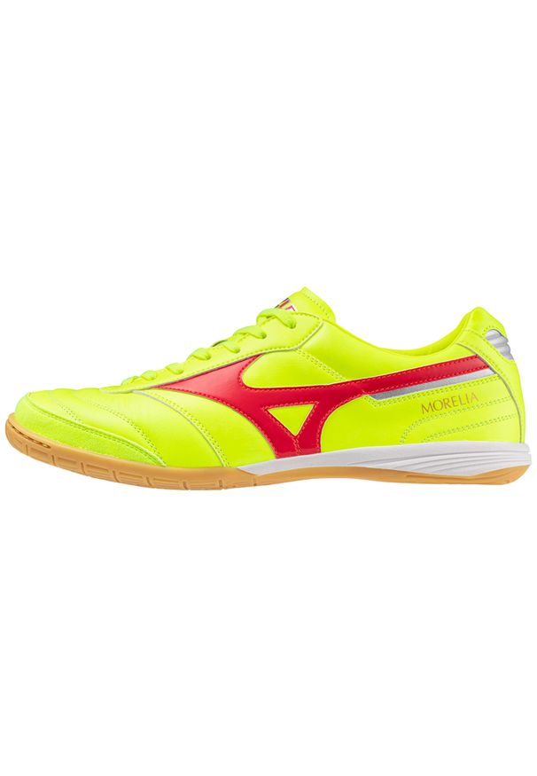 Buty piłkarskie Mizuno Morelia Sala Elite IN. Kolor: szary, wielokolorowy, żółty. Materiał: skóra. Sport: piłka nożna