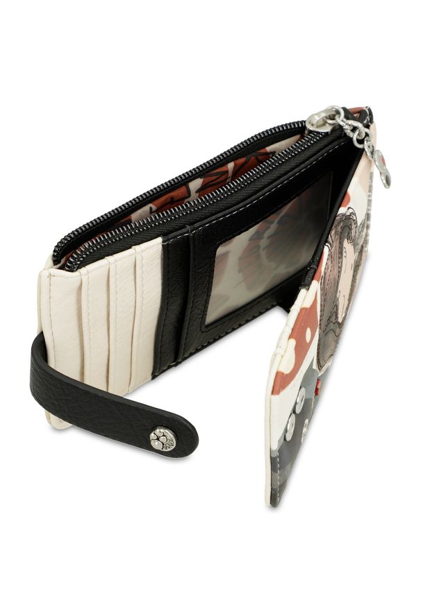 Wielobarwny Damski Portfel Na Karty Anekke Z Laleczką. Materiał: materiał. Wzór: aplikacja