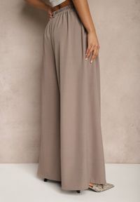 Renee - Jasnobrązowe Eleganckie Spodnie Palazzo z Szerokimi Nogawkami Adivisa. Stan: podwyższony. Kolor: beżowy. Styl: elegancki #4