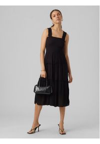 Vero Moda Sukienka letnia Menny 10282481 Czarny Regular Fit. Kolor: czarny. Materiał: wiskoza. Sezon: lato #4