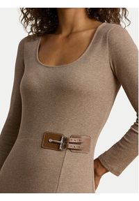 Lauren Ralph Lauren - LAUREN RALPH LAUREN Sukienka dzianinowa 200980038001 Beżowy Slim Fit. Kolor: beżowy. Materiał: bawełna #4