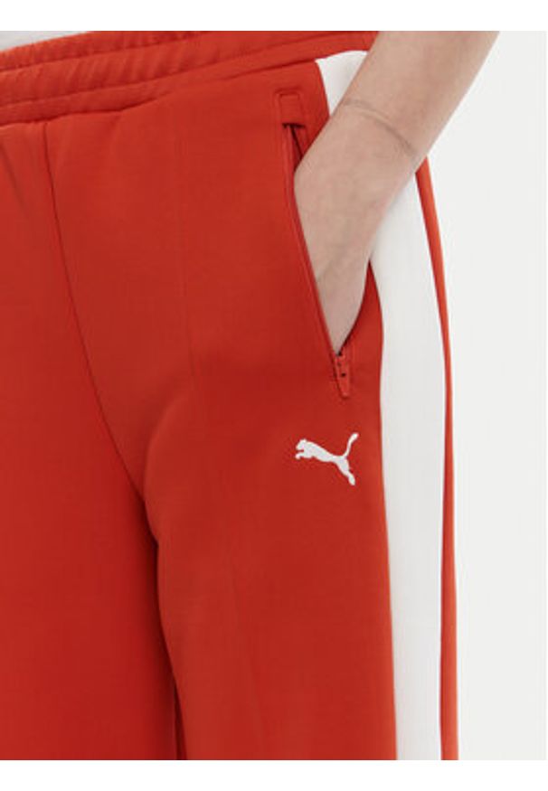 Puma Spodnie dresowe T7 Always On 629797 Czerwony Straight Fit. Kolor: czerwony. Materiał: bawełna