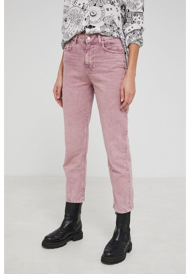 Answear Lab jeansy bawełniane damskie high waist. Stan: podwyższony. Kolor: fioletowy. Styl: wakacyjny